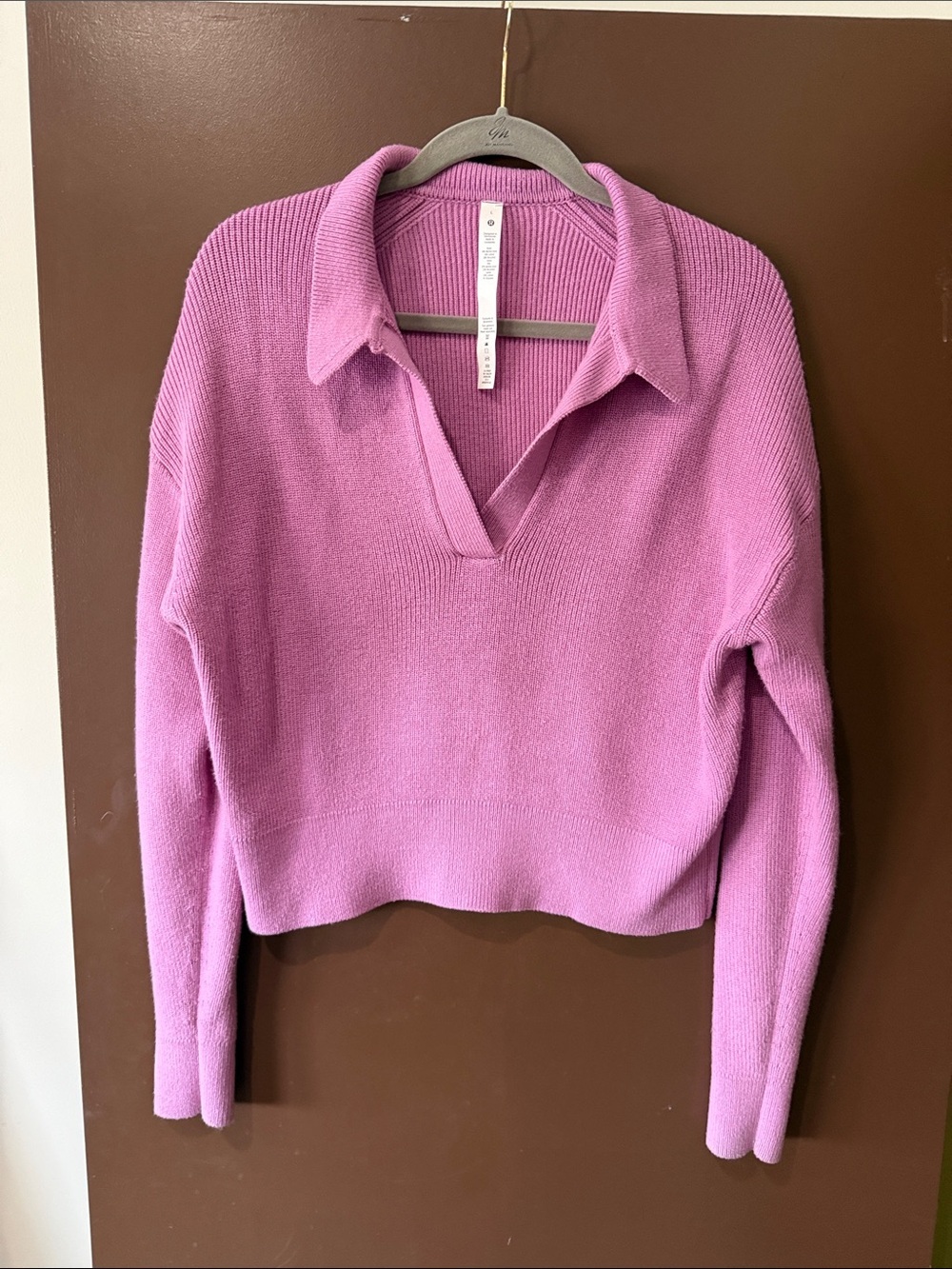 Lululemon Pink Collared Merino Wool Blend Sweater